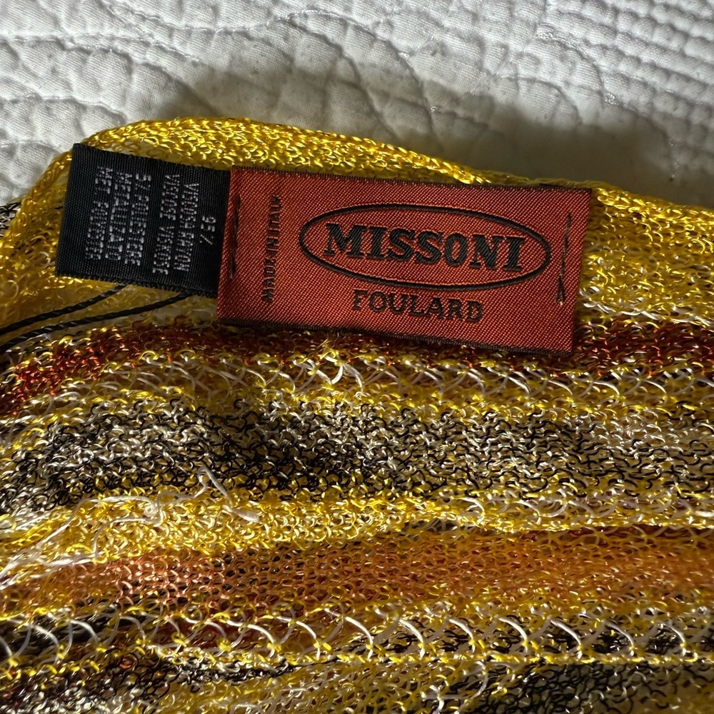 Missoni Vibrant Yellow and Brown Knit Foulard - Picture 2 of 4